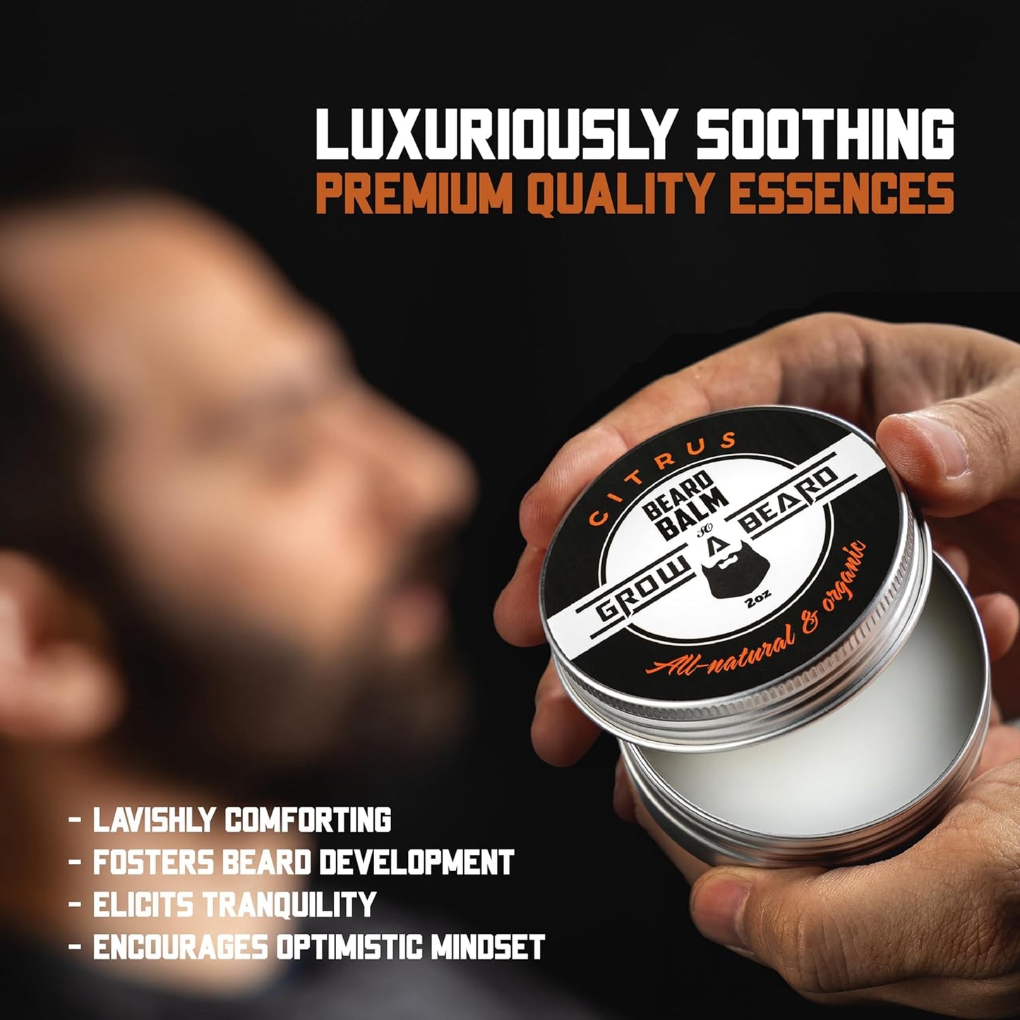 Beard Balm for Men, 2oz Sandalwood & 2oz Citrus Scent, w/Jojoba Oil & Shea Butter (2 Pack)