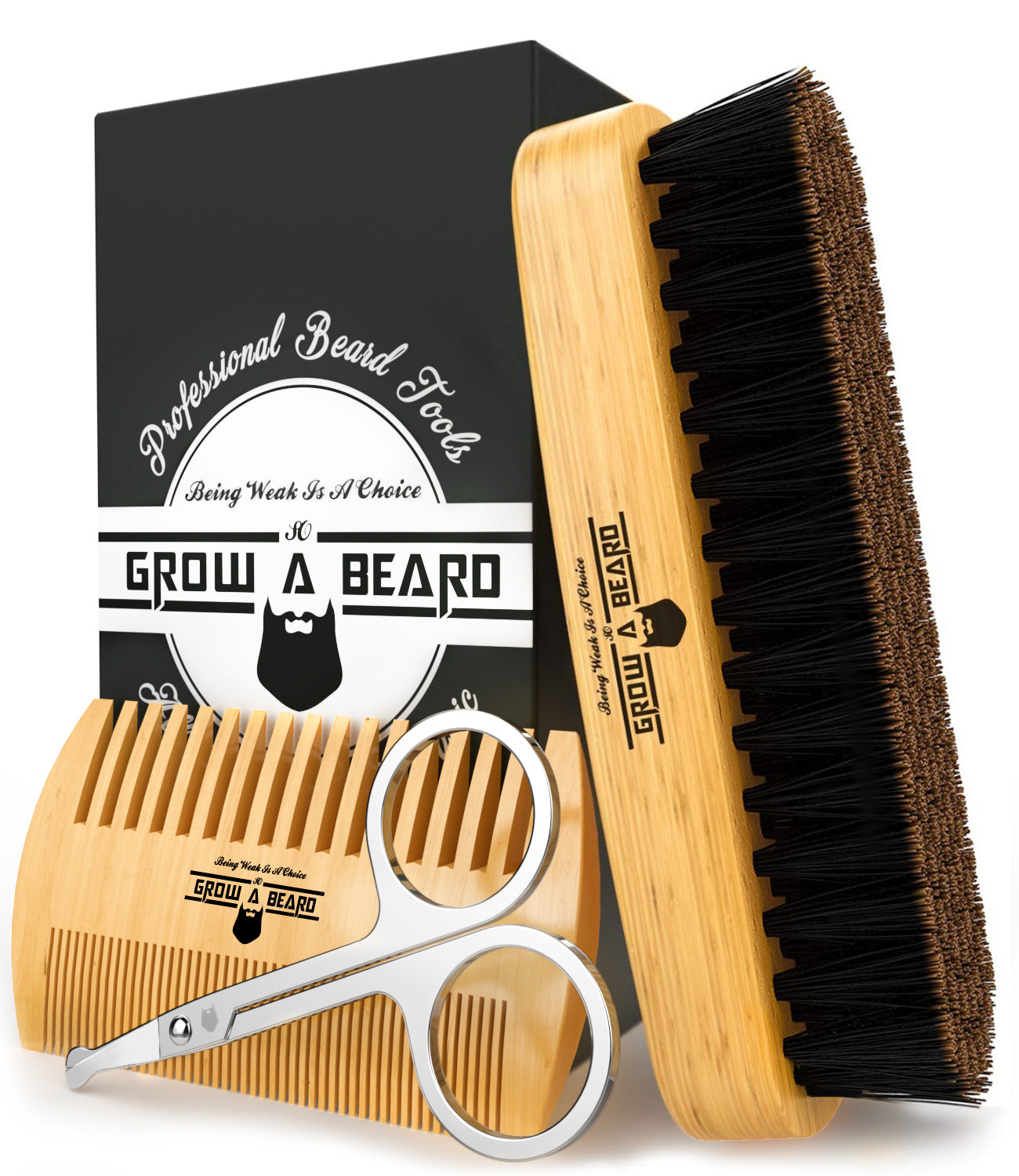 Beard Grooming Kit, With Beard Brush, Comb, Scissors, & Travel Bag, Great Fathers Day Gift