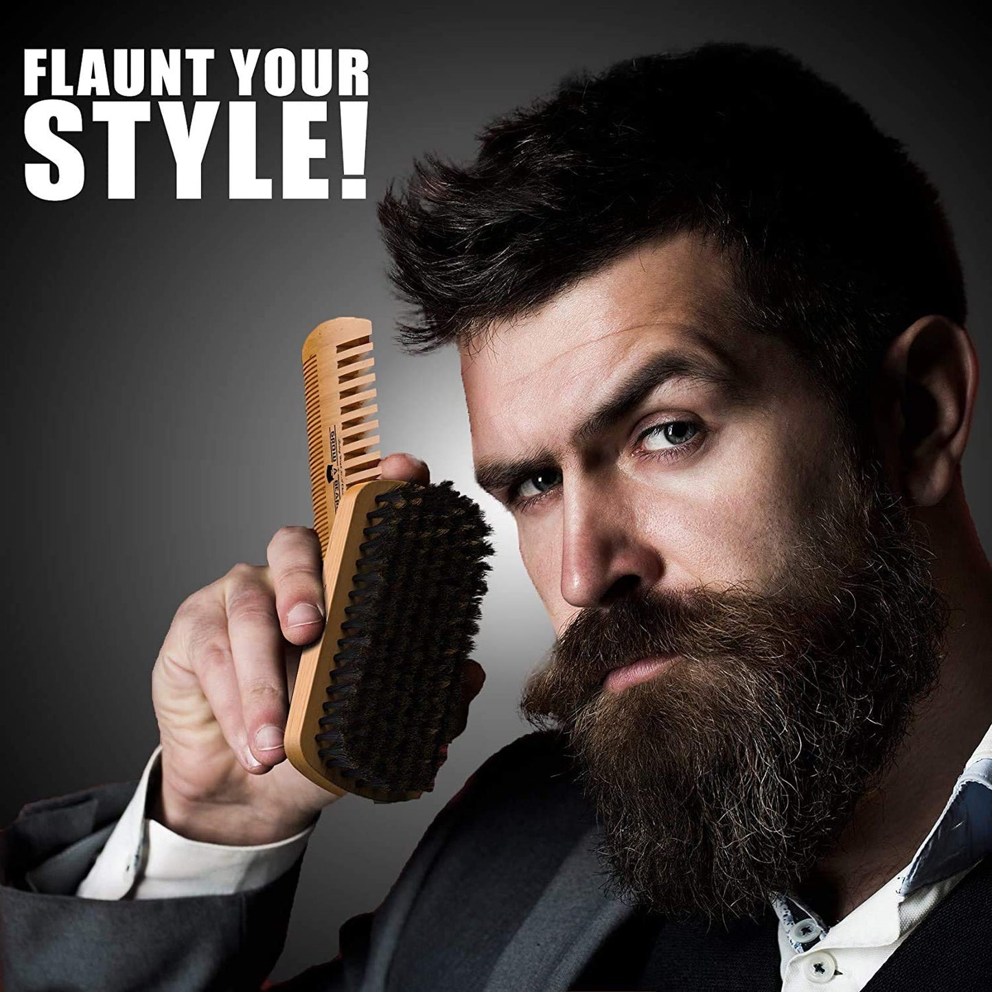 Beard Grooming Kit, With Beard Brush, Comb, Scissors, & Travel Bag, Great Fathers Day Gift