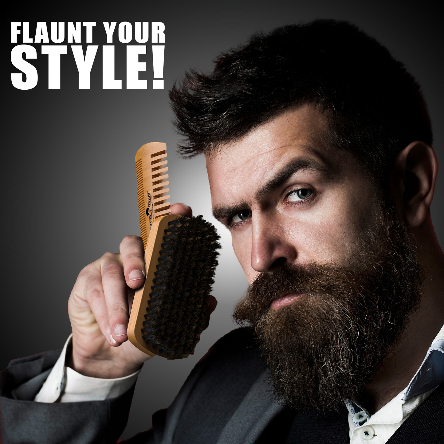 Beard Grooming Kit for Men - Bamboo Travel Set With Brush, Comb, Oil & Balm for Growth