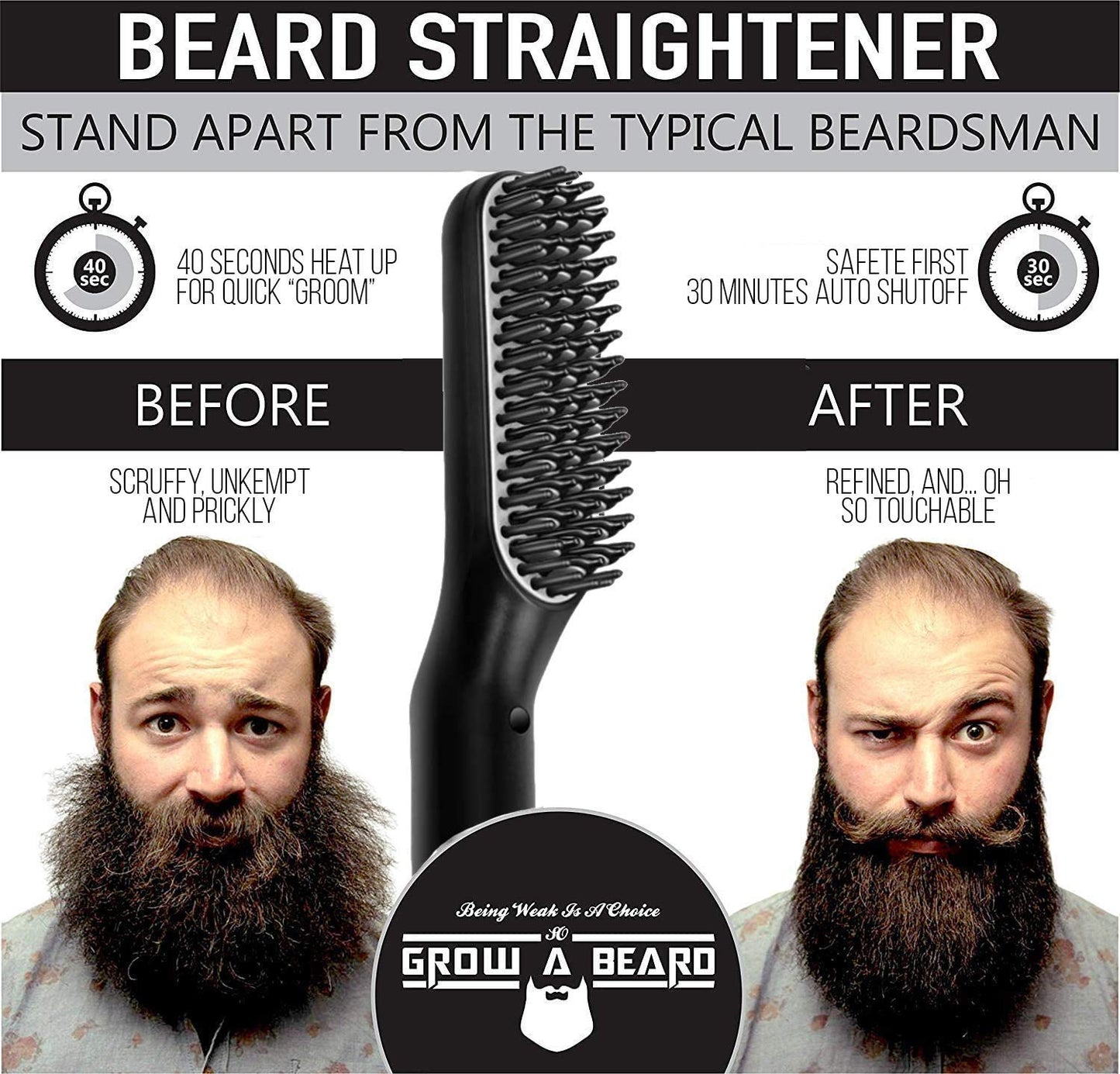 Complete Beard Straightener Grooming Kit for Men, With All You NEED, Great Gift Idea for Men