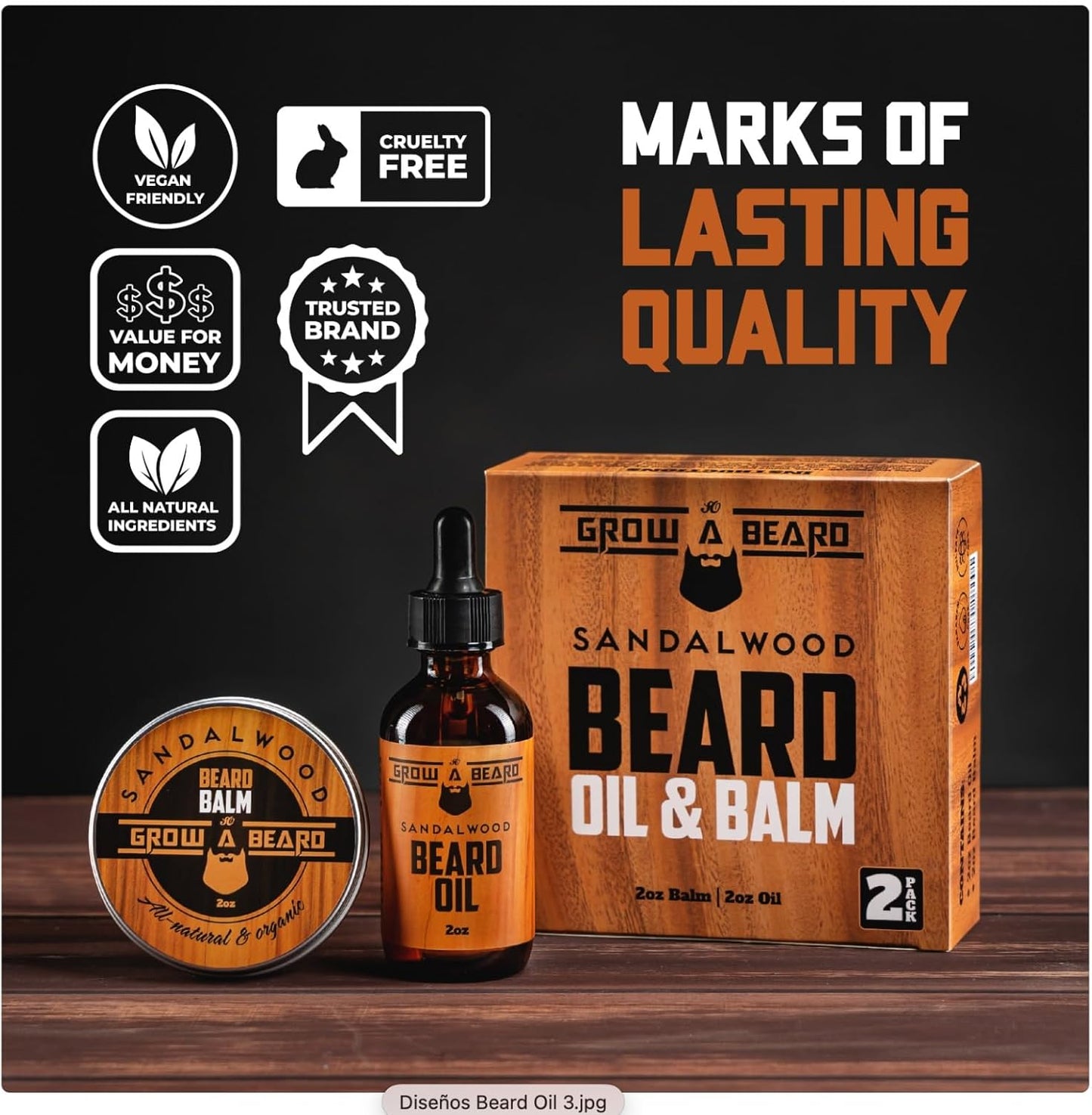 All-Natural Beard Oil and Balm Care Kit for Men - (2 Pack of 2 oz)