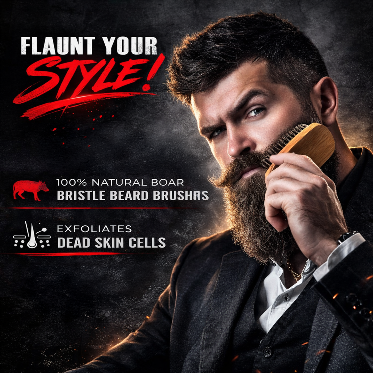 GrowABeard™ Premium Grooming Kit - 100% Boar Brush, Comb, Oil & Balm