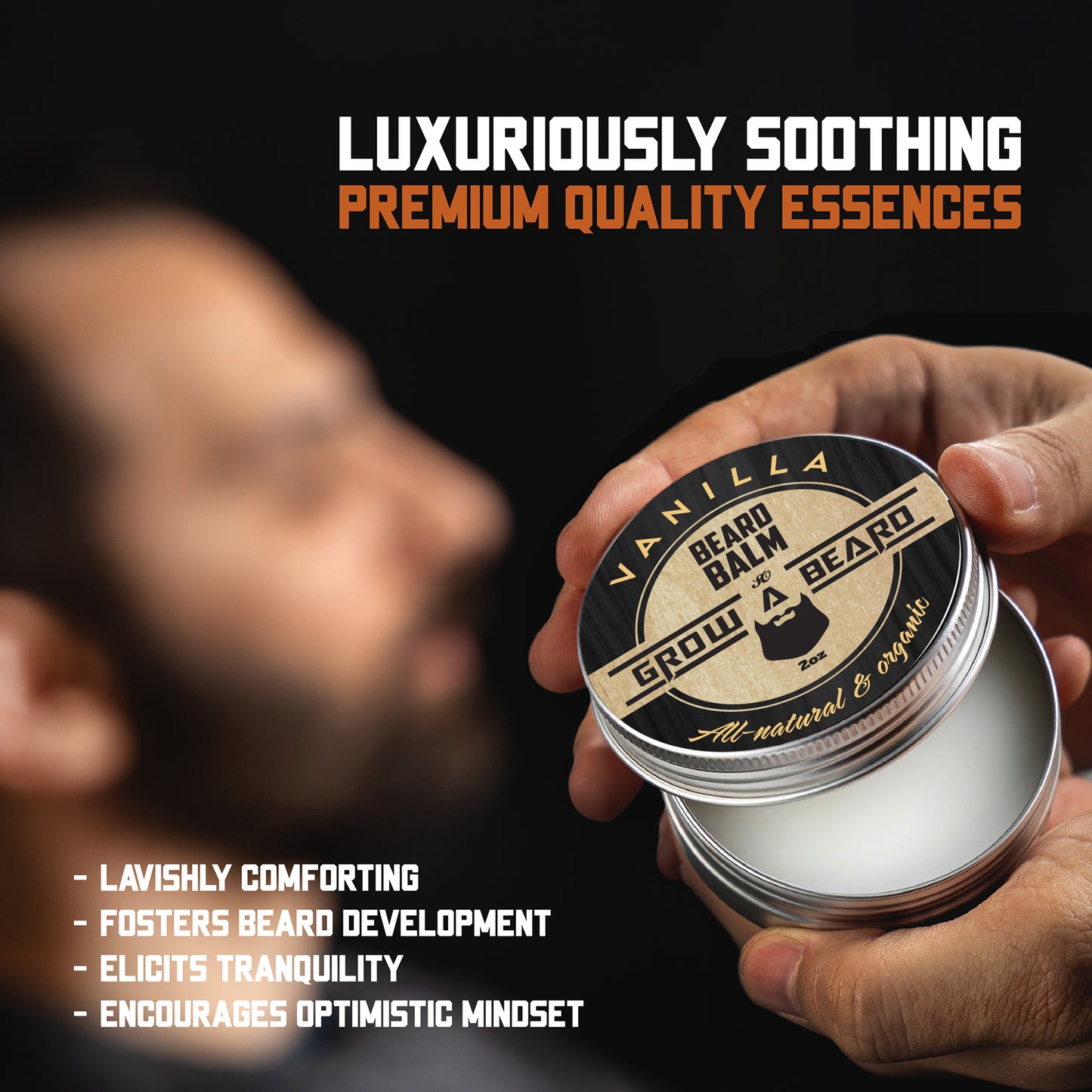 Beard Balm for Men, 2oz Sandalwood & 2oz Vanilla Scent