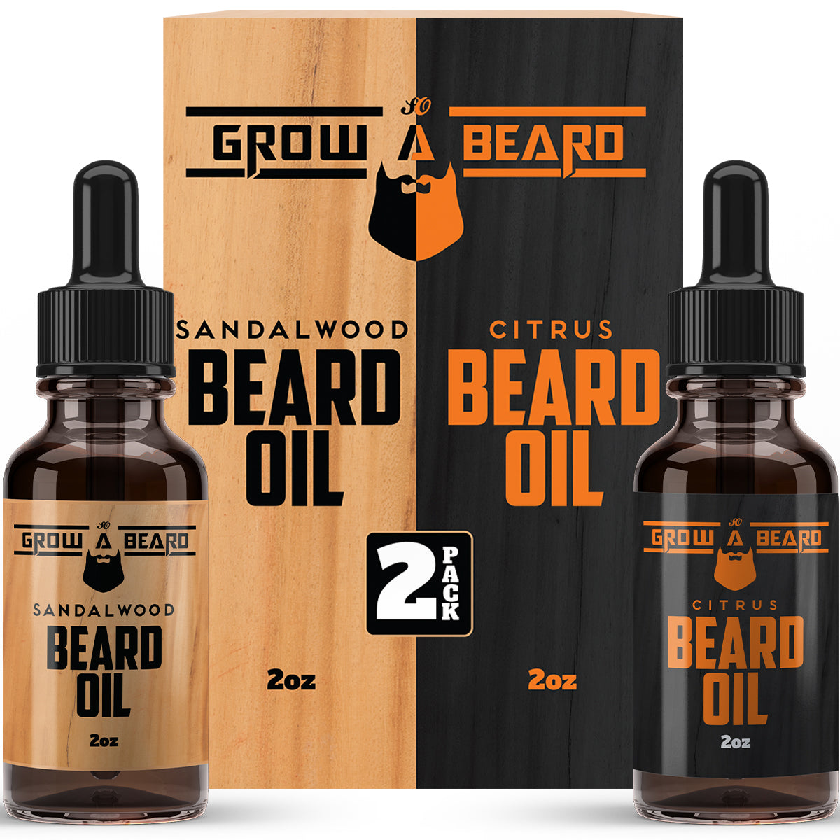 Beard Oil For Men,  2oz Sandalwood & 2oz Citrus Scent