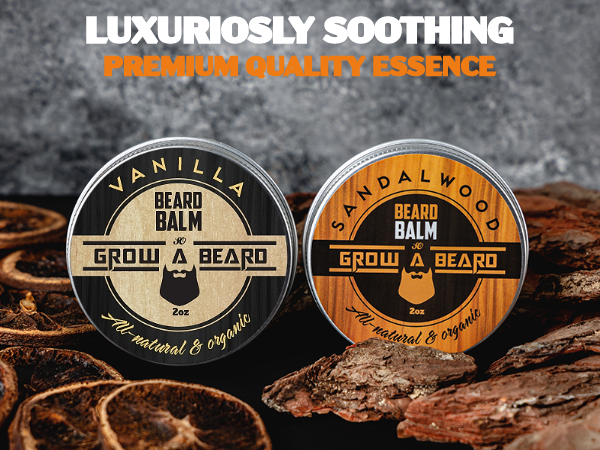 Beard Balm for Men, 2oz Sandalwood & 2oz Vanilla Scent